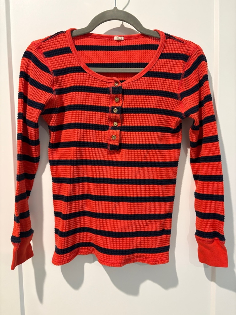 J. Crew Striped Waffle-Knit Henley Women’s Size Small